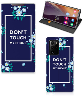 B2Ctelecom Telefoontasje Samsung Galaxy Note 20 Ultra Smartphone Hoesje Flowers Blue Don't Touch My Phone