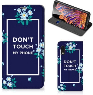 B2Ctelecom Telefoontasje Samsung Xcover Pro Smartphone Hoesje Flowers Blue Don't Touch My Phone