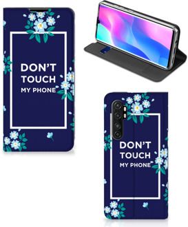 B2Ctelecom Telefoontasje Xiaomi Mi Note 10 Lite Smartphone Hoesje Flowers Blue Don't Touch My Phone