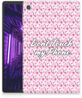 B2Ctelecom TPU Backcover Lenovo Tab M10 Plus Hoesje met Tekst Flowers Pink Don't Touch My Phone met transparant zijkanten