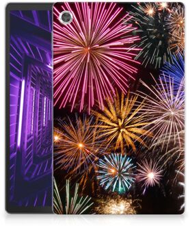 B2Ctelecom TPU Bumper Case Lenovo Tab M10 Plus Tablet Hoesje Vuurwerk met transparant zijkanten