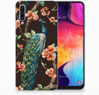 B2Ctelecom TPU Bumper Case Samsung A50 Design Pauw met Bloemen