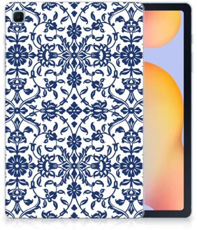 B2Ctelecom TPU Bumper Hoesje Samsung Galaxy Tab S6 Lite Cover Flower Blue met doorzichte zijkanten