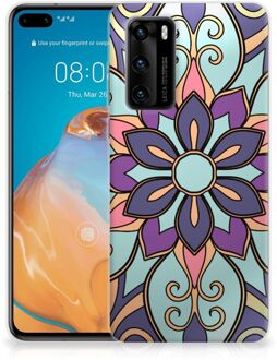 B2Ctelecom TPU Bumper Huawei P40 Smartphone hoesje Paarse Bloem