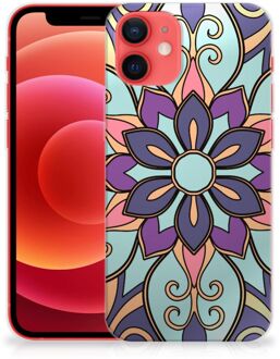 B2Ctelecom TPU Bumper iPhone 12 Mini Smartphone hoesje Paarse Bloem