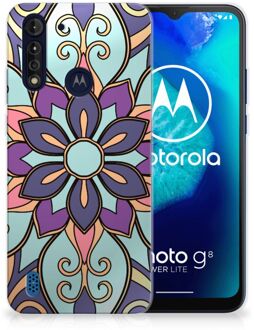 B2Ctelecom TPU Bumper Motorola Moto G8 Power Lite Smartphone hoesje Paarse Bloem