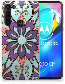 B2Ctelecom TPU Bumper Motorola Moto G8 Power Smartphone hoesje Paarse Bloem