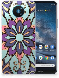 B2Ctelecom TPU Bumper Nokia 8.3 Smartphone hoesje Paarse Bloem