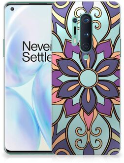 B2Ctelecom TPU Bumper OnePlus 8 Pro Smartphone hoesje Paarse Bloem