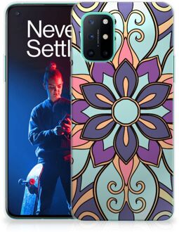 B2Ctelecom TPU Bumper OnePlus 8T Smartphone hoesje Paarse Bloem