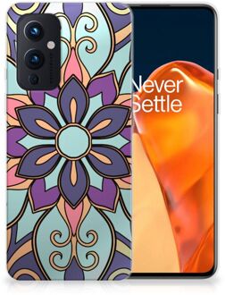 B2Ctelecom TPU Bumper OnePlus 9 Smartphone hoesje Paarse Bloem