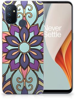 B2Ctelecom TPU Bumper OnePlus Nord N100 Smartphone hoesje Paarse Bloem