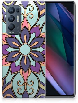 B2Ctelecom TPU Bumper OPPO Find X3 Neo Smartphone hoesje Paarse Bloem