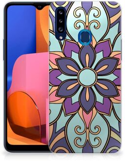 B2Ctelecom TPU Bumper Samsung Galaxy A20s Smartphone hoesje Paarse Bloem