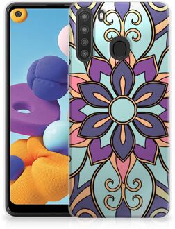 B2Ctelecom TPU Bumper Samsung Galaxy A21 Smartphone hoesje Paarse Bloem