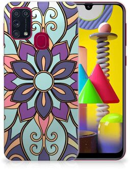 B2Ctelecom TPU Bumper Samsung Galaxy M31 Smartphone hoesje Paarse Bloem