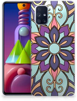 B2Ctelecom TPU Bumper Samsung Galaxy M51 Smartphone hoesje Paarse Bloem