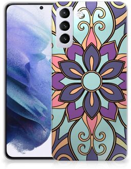 B2Ctelecom TPU Bumper Samsung Galaxy S21 Plus Smartphone hoesje Paarse Bloem