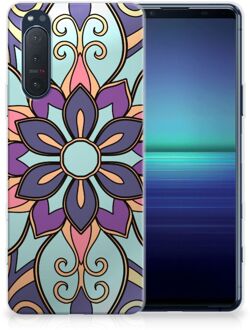 B2Ctelecom TPU Bumper Sony Xperia 5II Smartphone hoesje Paarse Bloem