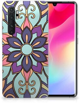 B2Ctelecom TPU Bumper Xiaomi Mi Note 10 Lite Smartphone hoesje Paarse Bloem