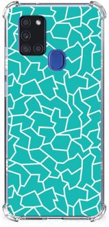 B2Ctelecom TPU Case anti-shock Samsung Galaxy A21s Smartphone hoesje met doorzichtige rand Cracks Blue