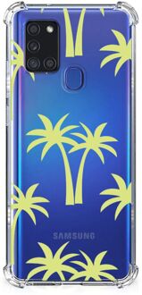 B2Ctelecom TPU Case anti-shock Samsung Galaxy A21s Smartphone hoesje met doorzichtige rand Palmtrees