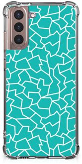 B2Ctelecom TPU Case anti-shock Samsung Galaxy S21 Plus Smartphone hoesje met doorzichtige rand Cracks Blue