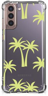 B2Ctelecom TPU Case anti-shock Samsung Galaxy S21 Plus Smartphone hoesje met doorzichtige rand Palmtrees