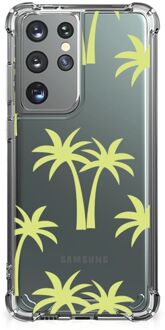 B2Ctelecom TPU Case anti-shock Samsung Galaxy S21 Ultra Smartphone hoesje met doorzichtige rand Palmtrees