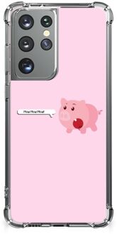 B2Ctelecom TPU Case anti-shock Samsung Galaxy S21 Ultra Smartphone hoesje met doorzichtige rand Pig Mud