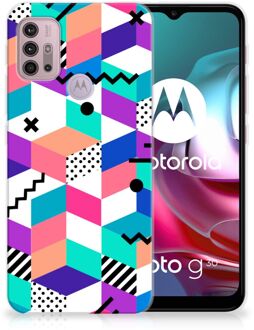 B2Ctelecom TPU Case Motorola Moto G30 | G10 Telefoonhoesje Blokken Kleurrijke