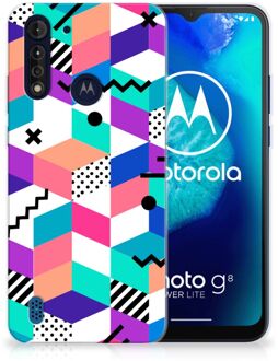 B2Ctelecom TPU Case Motorola Moto G8 Power Lite Telefoonhoesje Blokken Kleurrijke