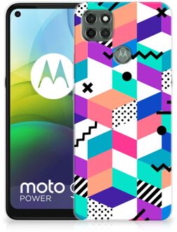 B2Ctelecom TPU Case Motorola Moto G9 Power Telefoonhoesje Blokken Kleurrijke