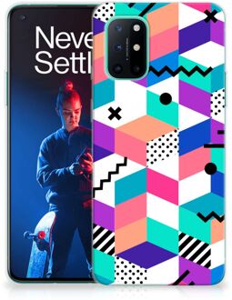 B2Ctelecom TPU Case OnePlus 8T Telefoonhoesje Blokken Kleurrijke