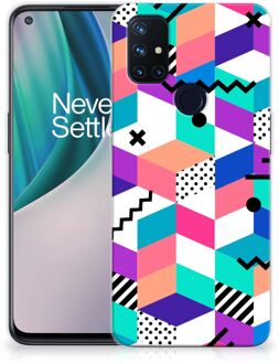 B2Ctelecom TPU Case OnePlus Nord N10 5G Telefoonhoesje Blokken Kleurrijke