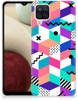 B2Ctelecom TPU Case Samsung Galaxy A12 Telefoonhoesje Blokken Kleurrijke