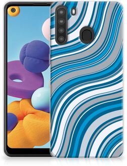 B2Ctelecom TPU Case Samsung Galaxy A21 Telefoonhoesje Golven Blauw