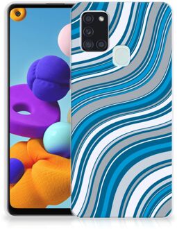 B2Ctelecom TPU Case Samsung Galaxy A21s Telefoonhoesje Golven Blauw