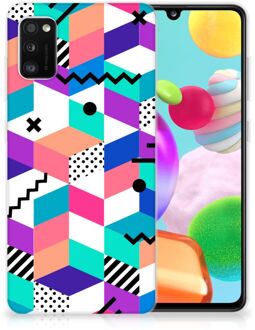 B2Ctelecom TPU Case Samsung Galaxy A41 Telefoonhoesje Blokken Kleurrijke