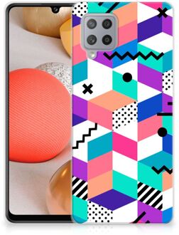 B2Ctelecom TPU Case Samsung Galaxy A42 Telefoonhoesje Blokken Kleurrijke