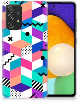 B2Ctelecom TPU Case Samsung Galaxy A52 (5G/4G) Telefoonhoesje Blokken Kleurrijke