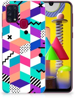 B2Ctelecom TPU Case Samsung Galaxy M31 Telefoonhoesje Blokken Kleurrijke