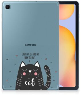 B2Ctelecom TPU Case Samsung Galaxy Tab S6 Lite Hoes Cat Good Day met doorzichte zijkanten