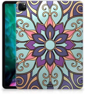 B2Ctelecom TPU Cover iPad Pro 12.9 (2020) | iPad Pro 12.9 (2021) Mobiel Case Paarse Bloem met transparant zijkanten