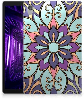 B2Ctelecom TPU Cover Lenovo Tab M10 HD (2de generatie) Mobiel Case Paarse Bloem met transparant zijkanten