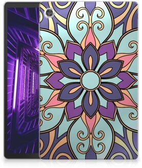 B2Ctelecom TPU Cover Lenovo Tab M10 Plus Mobiel Case Paarse Bloem met transparant zijkanten