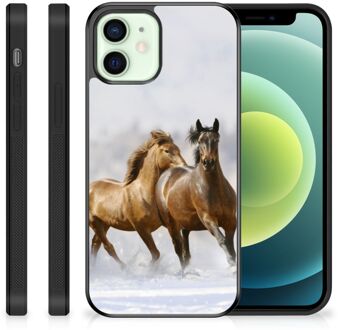 B2Ctelecom TPU Gripcase iPhone 12 Mini Smartphone Hoesje met Zwarte rand Paarden