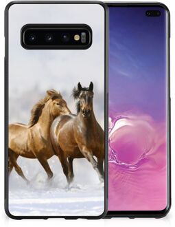 B2Ctelecom TPU Gripcase Samsung Galaxy S10+ Smartphone Hoesje met Zwarte rand Paarden