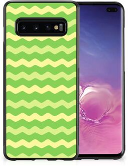 B2Ctelecom TPU Gripcase Samsung Galaxy S10+ Smartphone Hoesje met Zwarte rand Waves Green