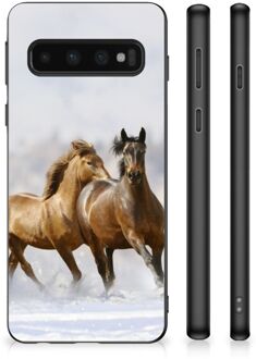 B2Ctelecom TPU Gripcase Samsung Galaxy S10 Smartphone Hoesje met Zwarte rand Paarden